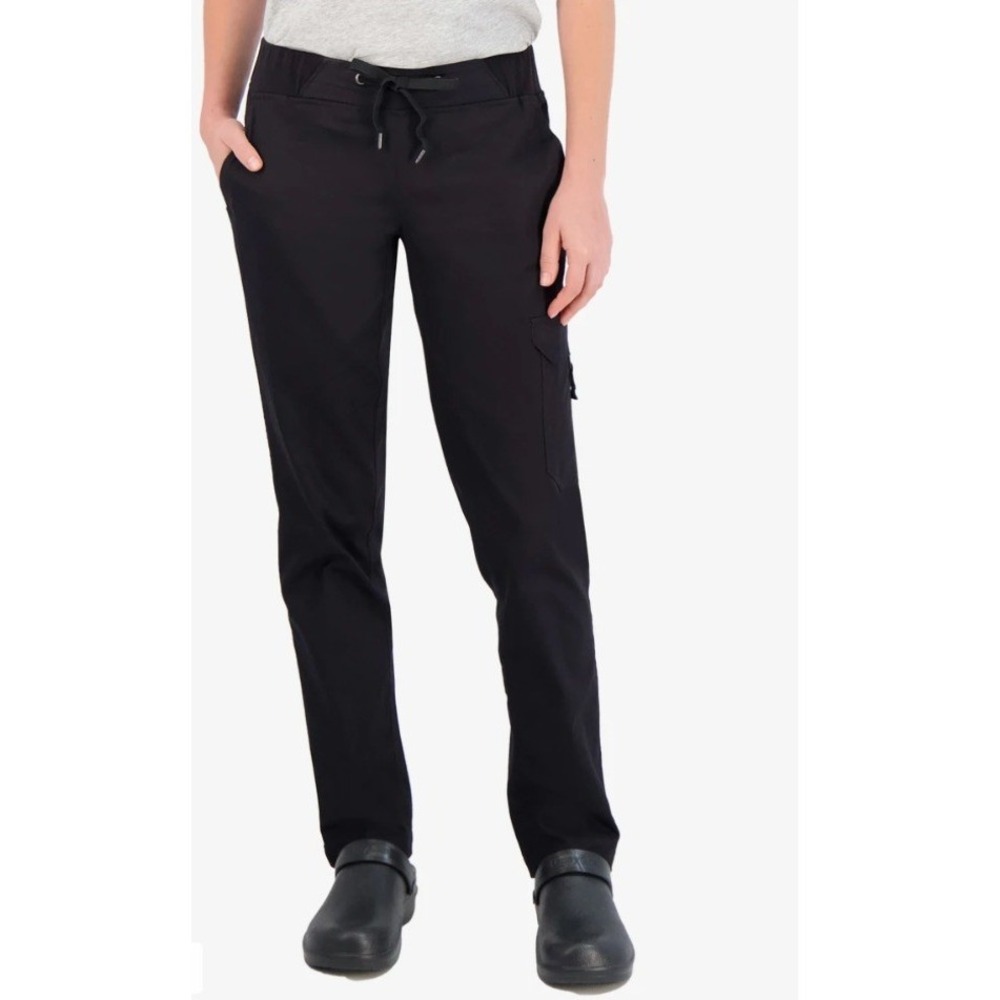 Happy Chef Womens Sz Medium Slim Fit Stretch Chef Pants Black Cargo HC52 Stretch